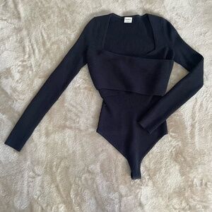 Abercrombie & Fitch sweater cross body bodysuit, color black, size small